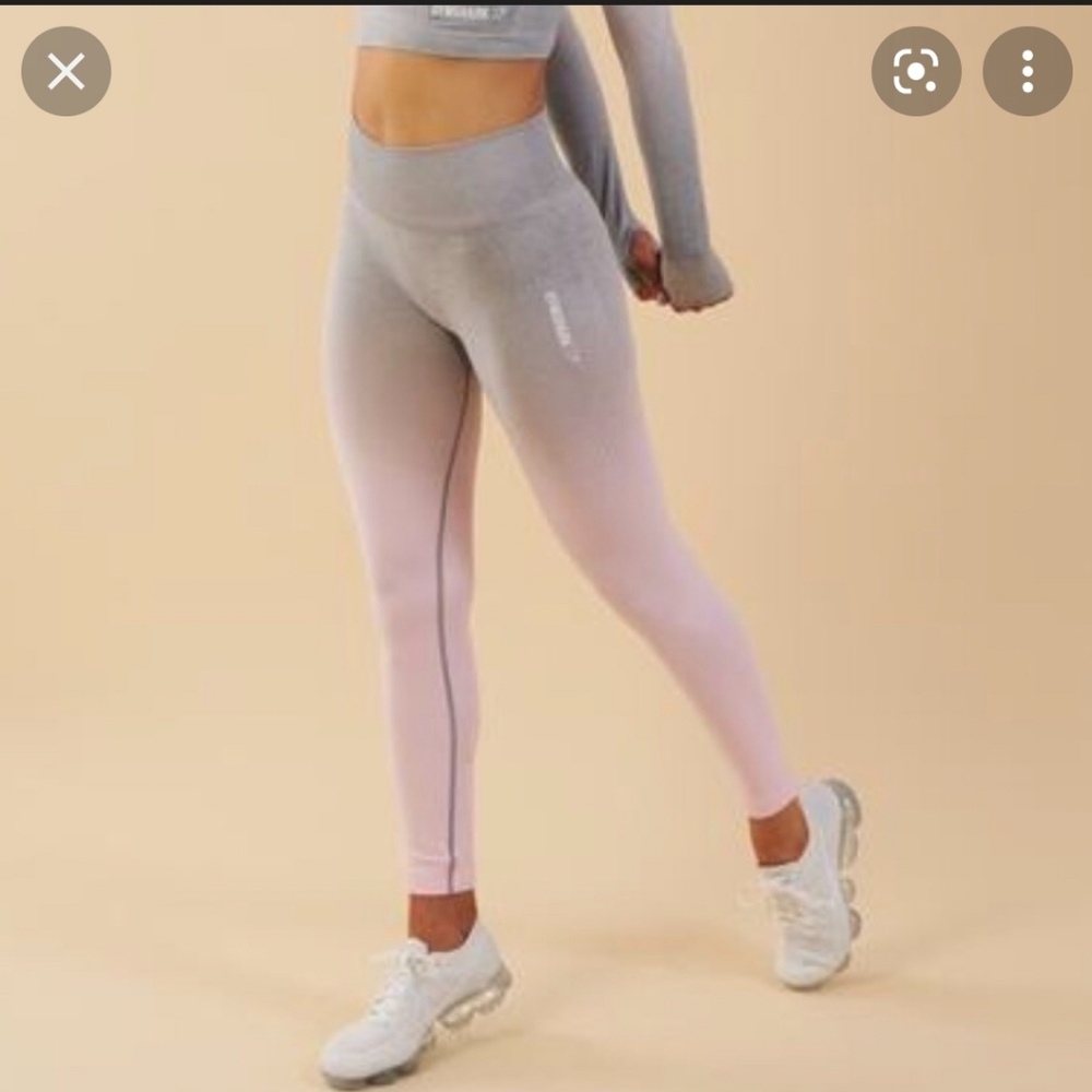 Gymshark Grey and Light Pink Ombre Seamless Leggings